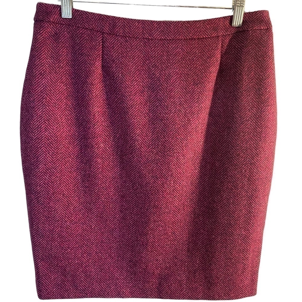 NWOT Boden burgundy British Tweed herringbone skirt